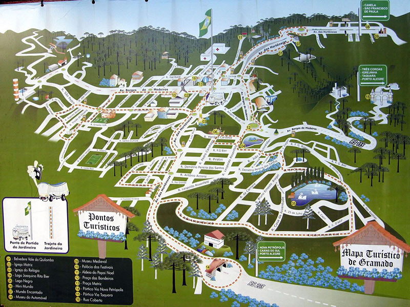 Mapa turístico da cidade de Gramado